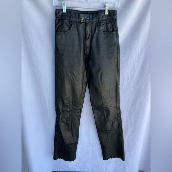 Leather Loft Vintage Leather Pants 9/10 Black Straight Leg - Picture 1 of 8